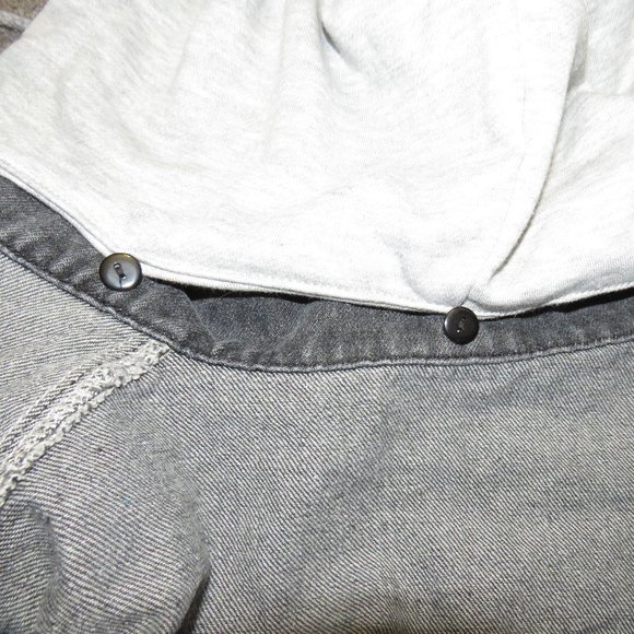 Men's Detachable Hood Layered Look Gray Denim Jean Jacket Size Medium - Picture 4 of 12
